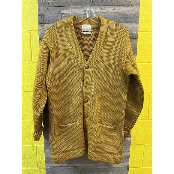 Vtg. 50s Genuine Munzel Knit Hawley Pa, FM Wool Gold Sweater.